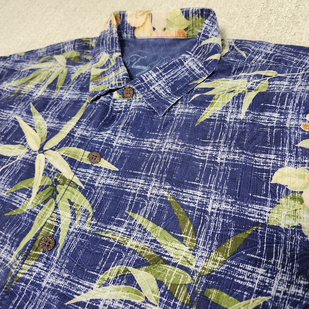 Tommy Bahama Shirt Men XXL Floral‎ Silk Jacquard Print Button Up Hawaiian AOP